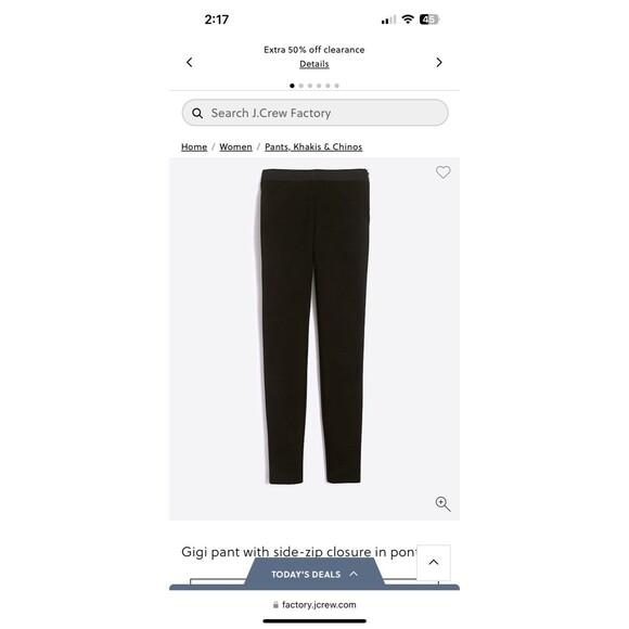 J.Crew Wom 10 Gigi Pant Black Ponte Stretch Size Zip Back Seam Ankle Taper Fit - Picture 1 of 8